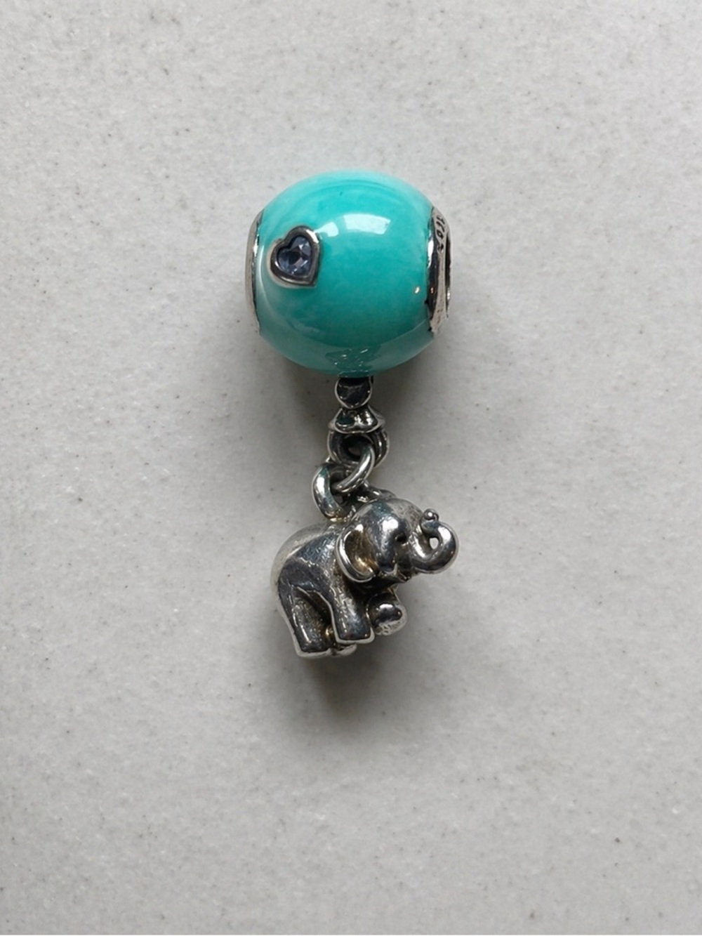 Pandora Retired Elephant & Balloon Dangle Charm Pink & Blue Sterling Silver Set - Picture 3 of 9